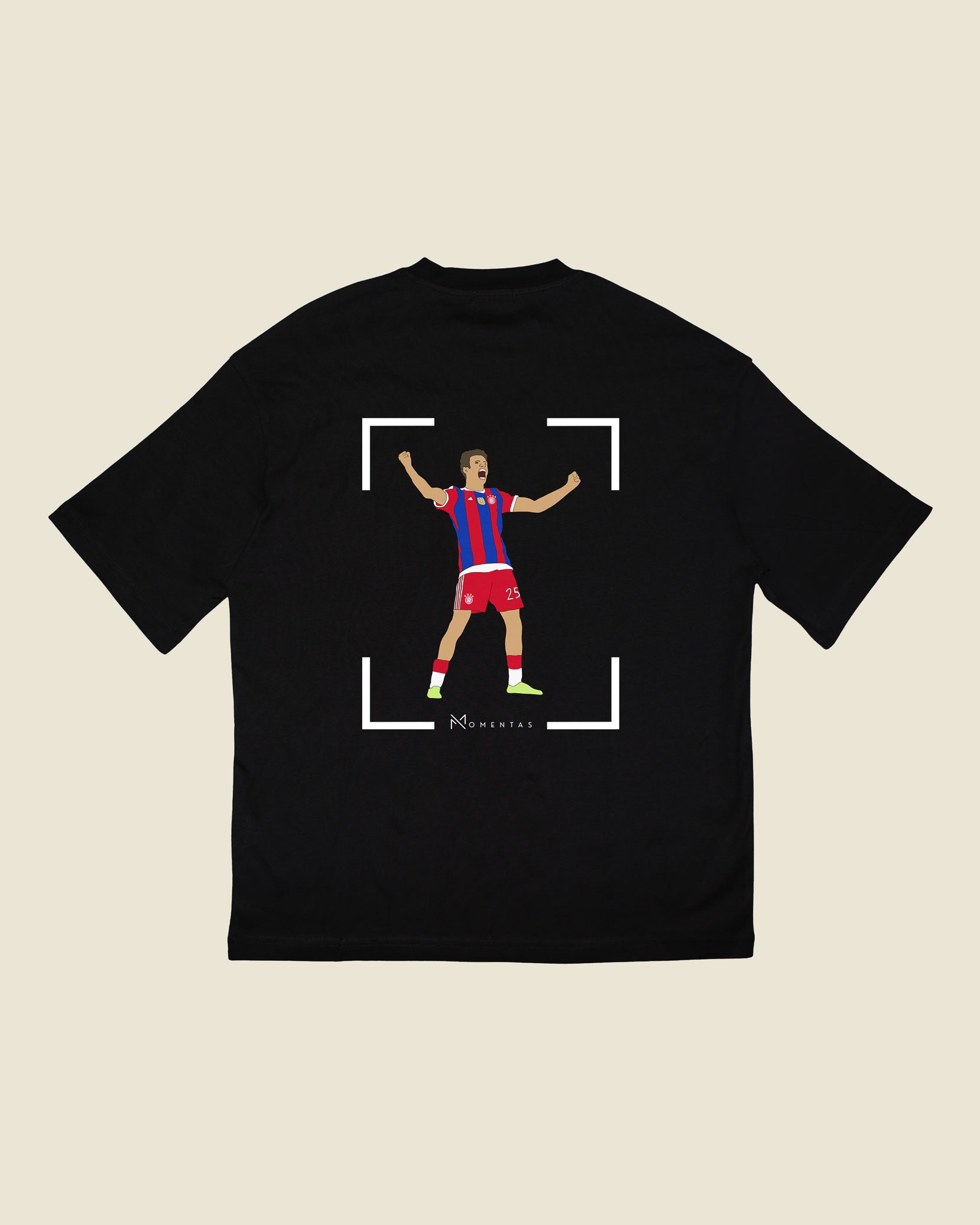 fodboldtrøje thomas müller bayern münchen, sort oversized t-shirt ryg