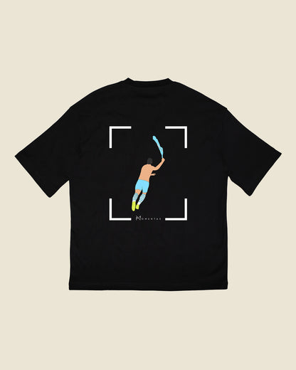 fodboldtrøje sergio agüero manchester city, sort oversized t-shirt ryg