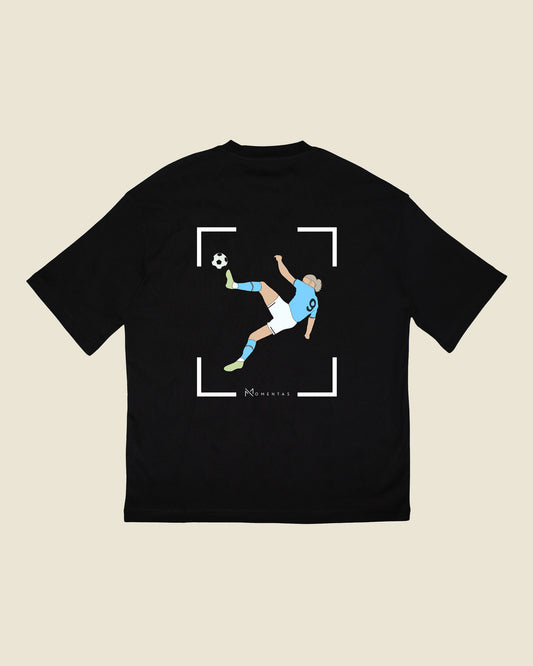 fodboldtrøje erling haaland manchester city, sort oversized t-shirt ryg