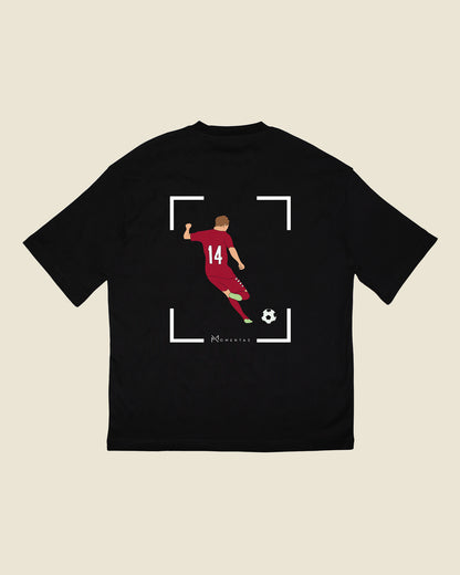 fodboldtrøje mikkel damsgaard danmark, sort oversized t-shirt ryg