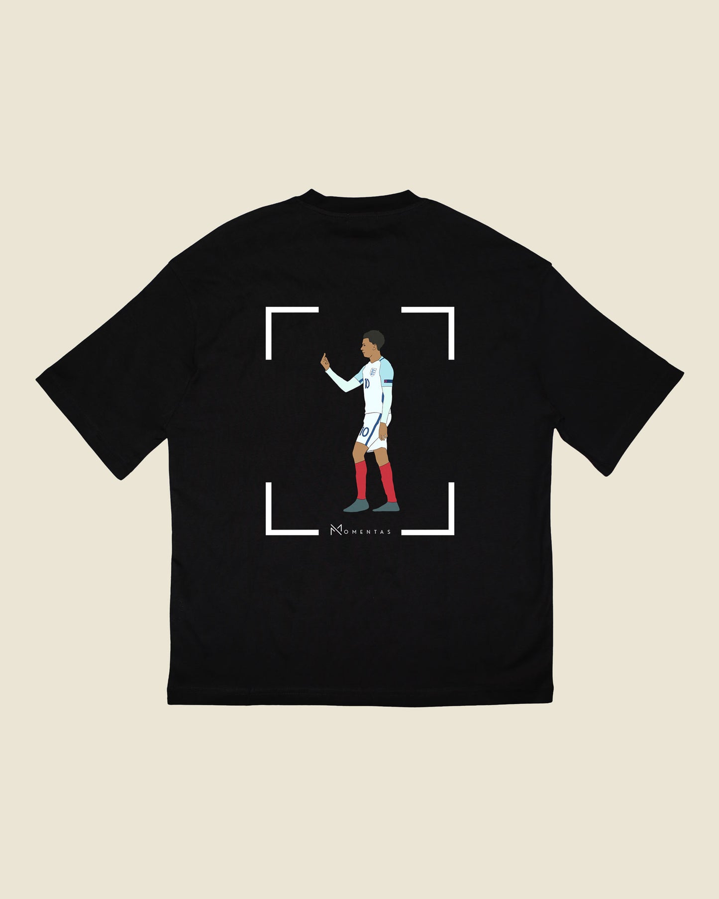 fodboldtrøje dele alli england, sort oversized t-shirt ryg