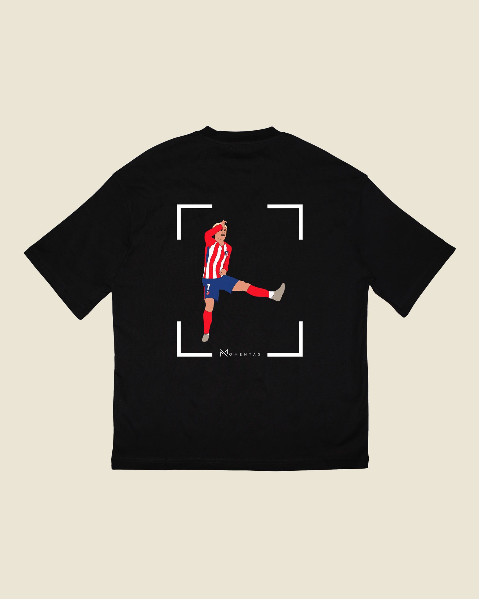 fodboldtrøje antoine griezmann atletico madrid, sort oversized t-shirt ryg