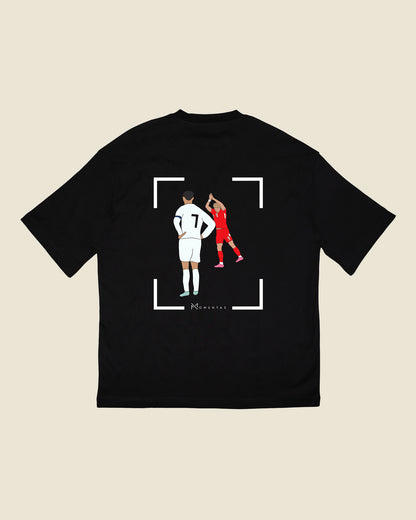 fodboldtrøje rasmus højlund danmark, sort oversized t-shirt ryg