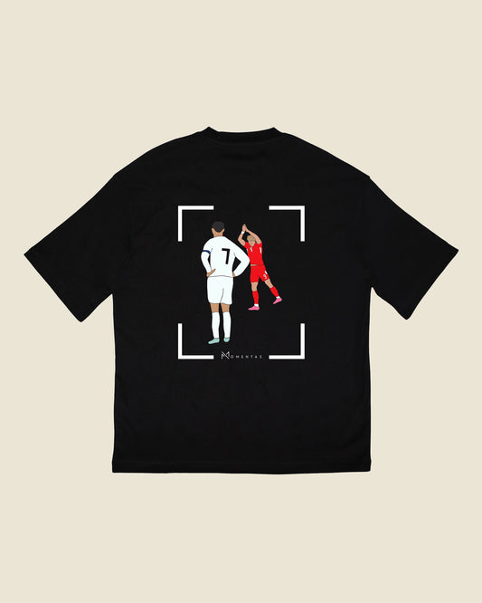 fodboldtrøje rasmus højlund danmark, sort oversized t-shirt ryg