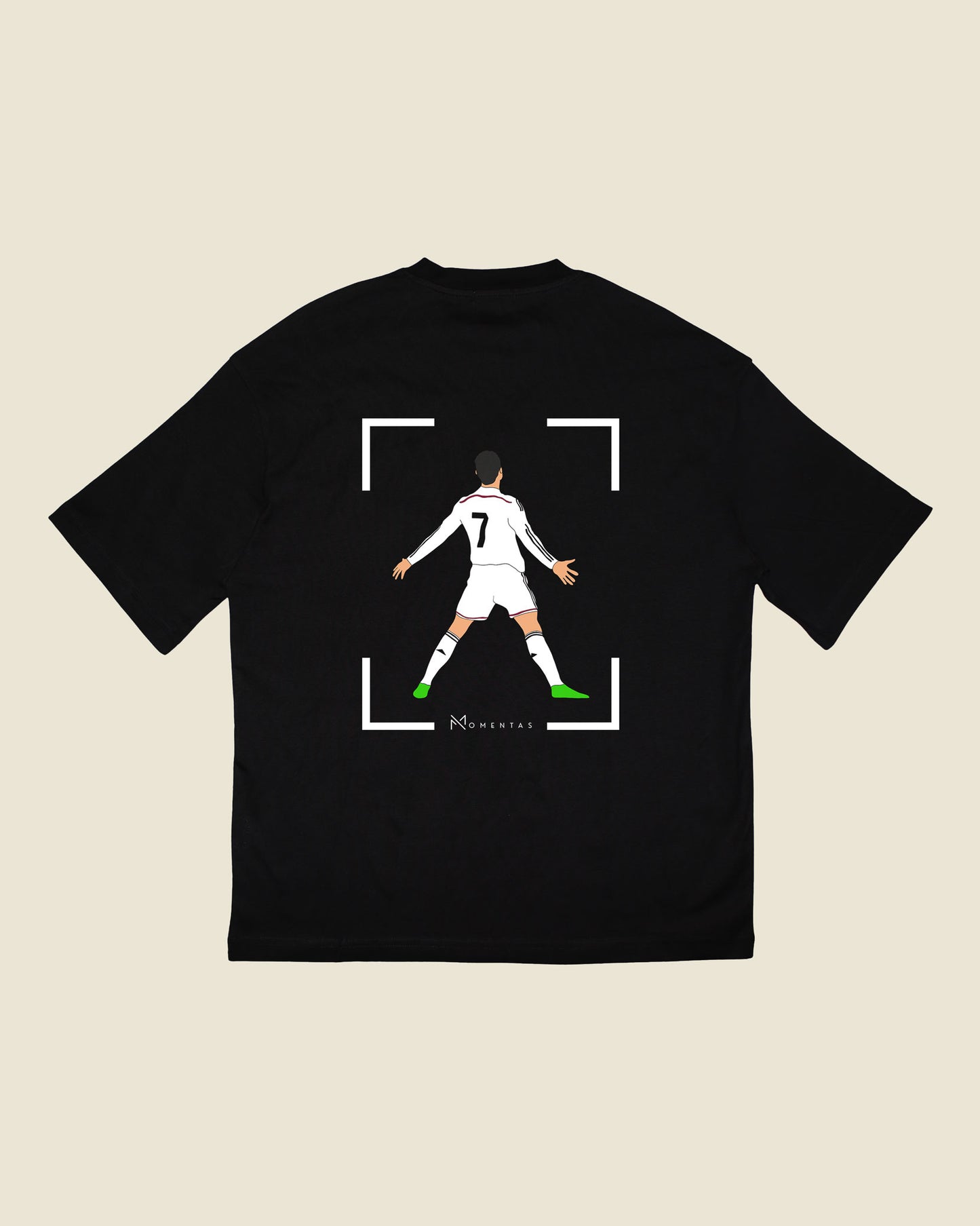 fodboldtrøje cristiano ronaldo real madrid, sort oversized t-shirt ryg