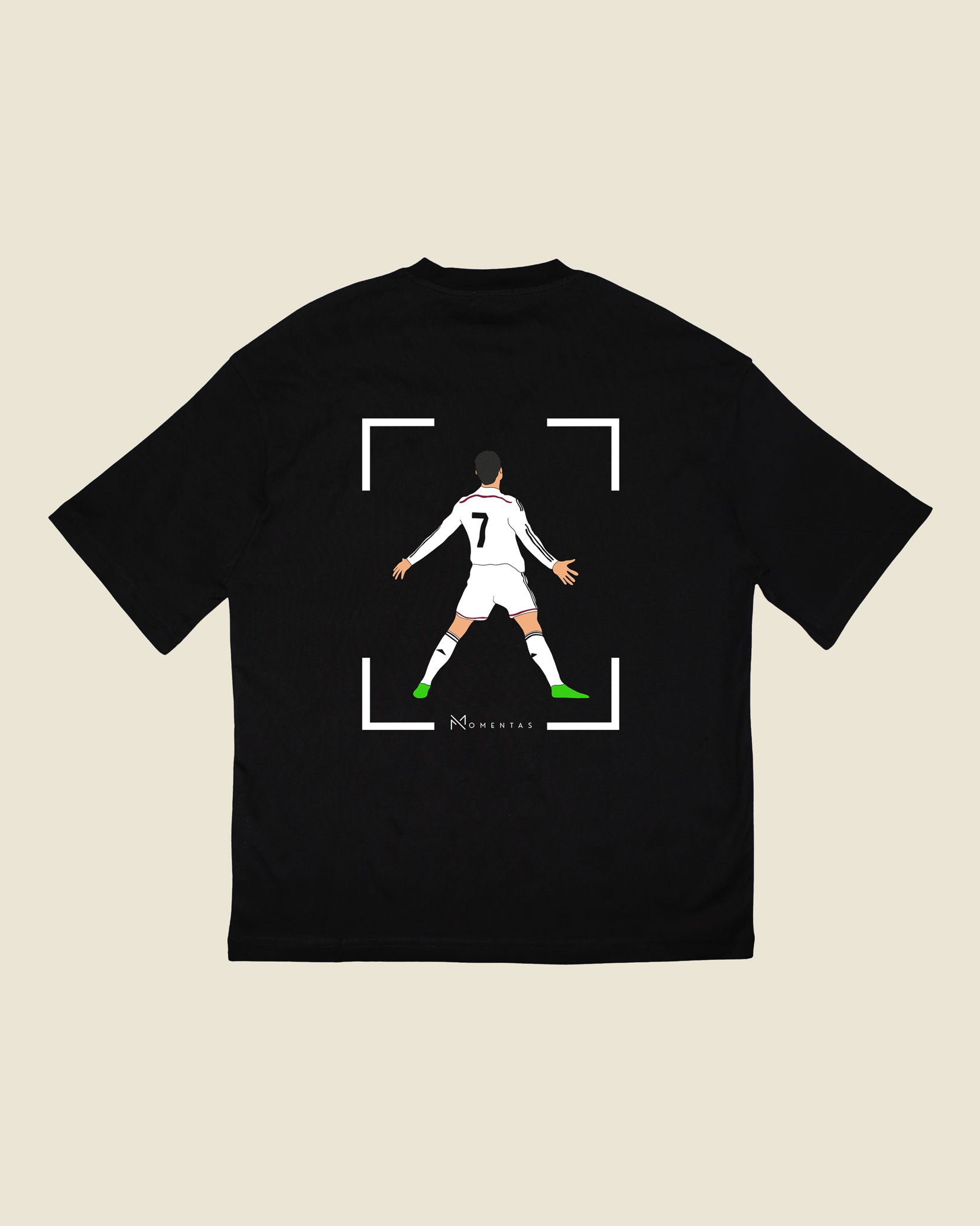 fodboldtrøje cristiano ronaldo real madrid, sort oversized t-shirt ryg