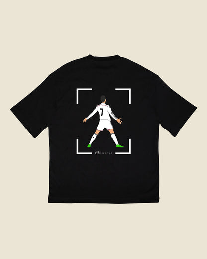 fodboldtrøje cristiano ronaldo real madrid, sort oversized t-shirt ryg