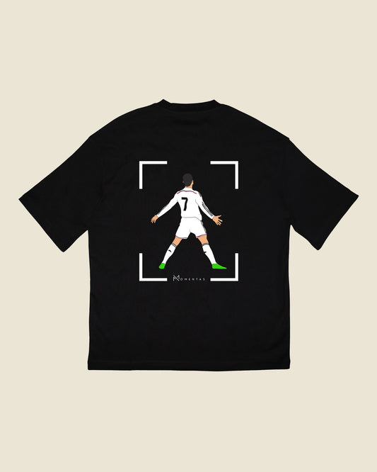 fodboldtrøje cristiano ronaldo real madrid, sort oversized t-shirt ryg