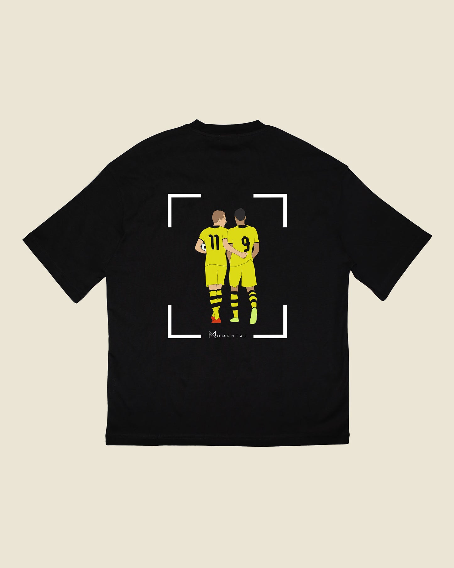 fodboldtrøje marco reus robert lewandowski dortmund, sort oversized t-shirt ryg