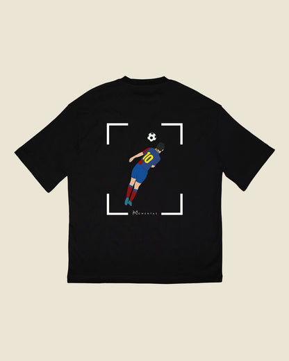 fodboldtrøje lionel messi fc barcelona, sort oversized t-shirt ryg