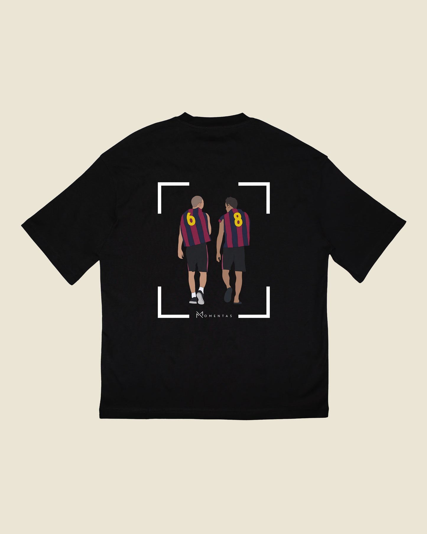 fodboldtrøje andres iniesta og xavi fc barcelona, sort oversized t-shirt ryg