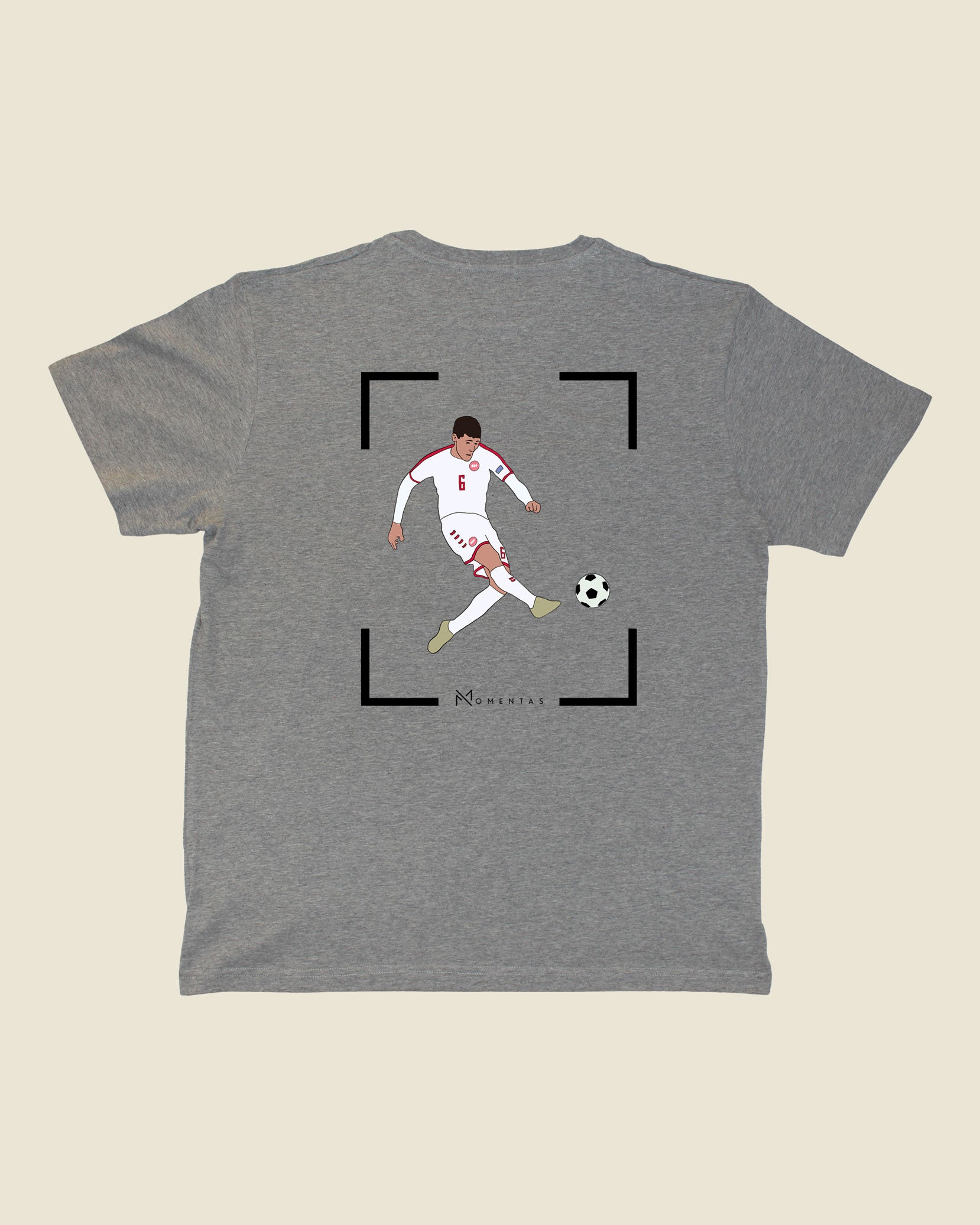 fodboldtrøje andreas christensen danmark, grå t-shirt ryg