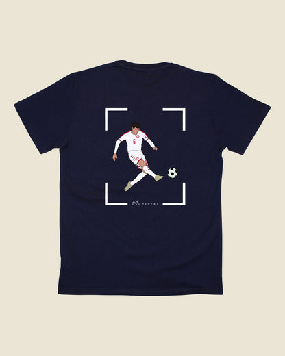 fodboldtrøje andreas christensen danmark, navyblå t-shirt ryg