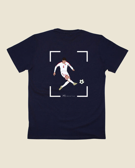 fodboldtrøje andreas christensen danmark, navyblå t-shirt ryg