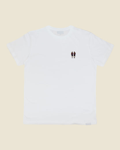 fodboldtrøje andres iniesta og xavi fc barcelona, hvid t-shirt front