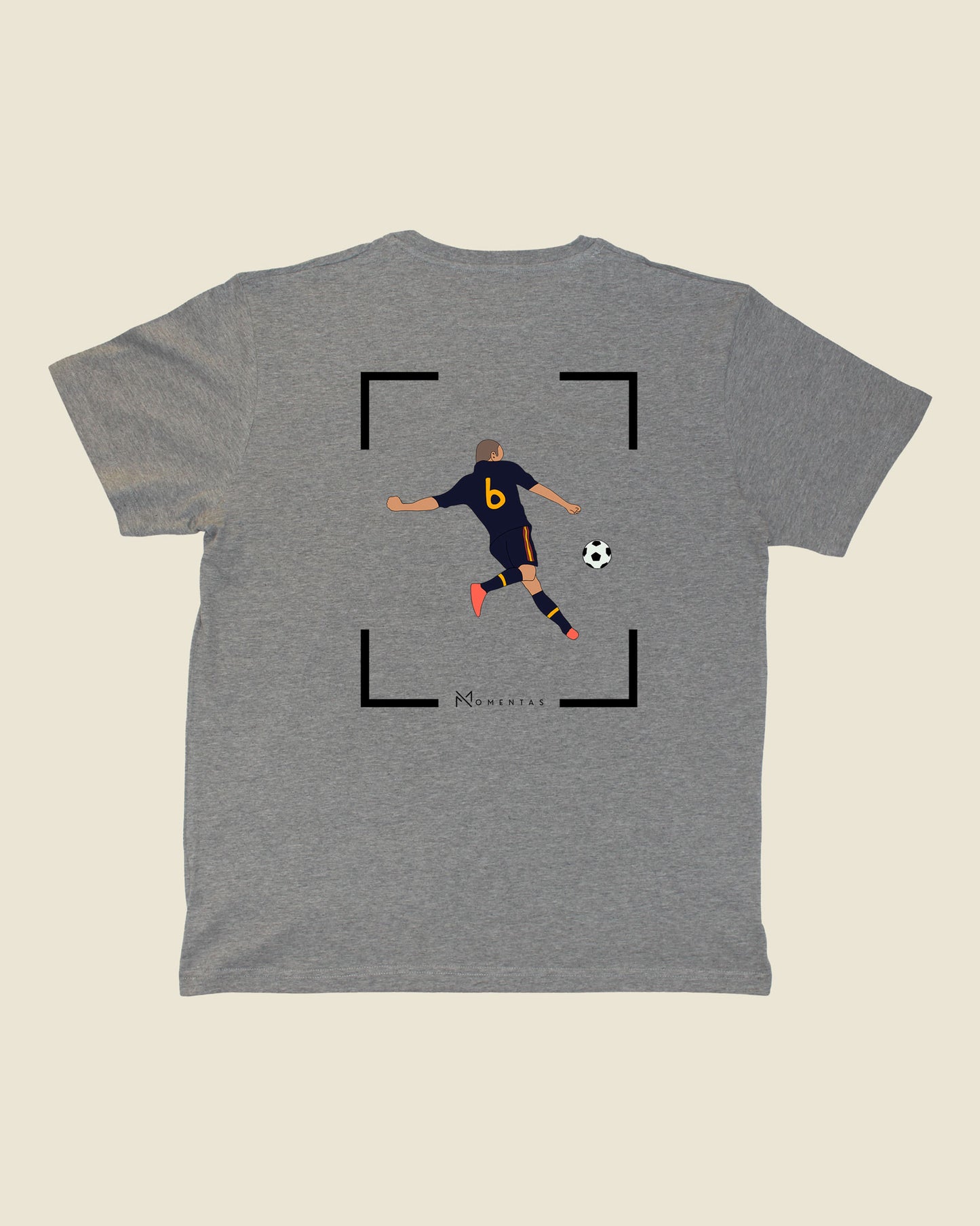 fodboldtrøje andres iniesta spanien, grå t-shirt ryg