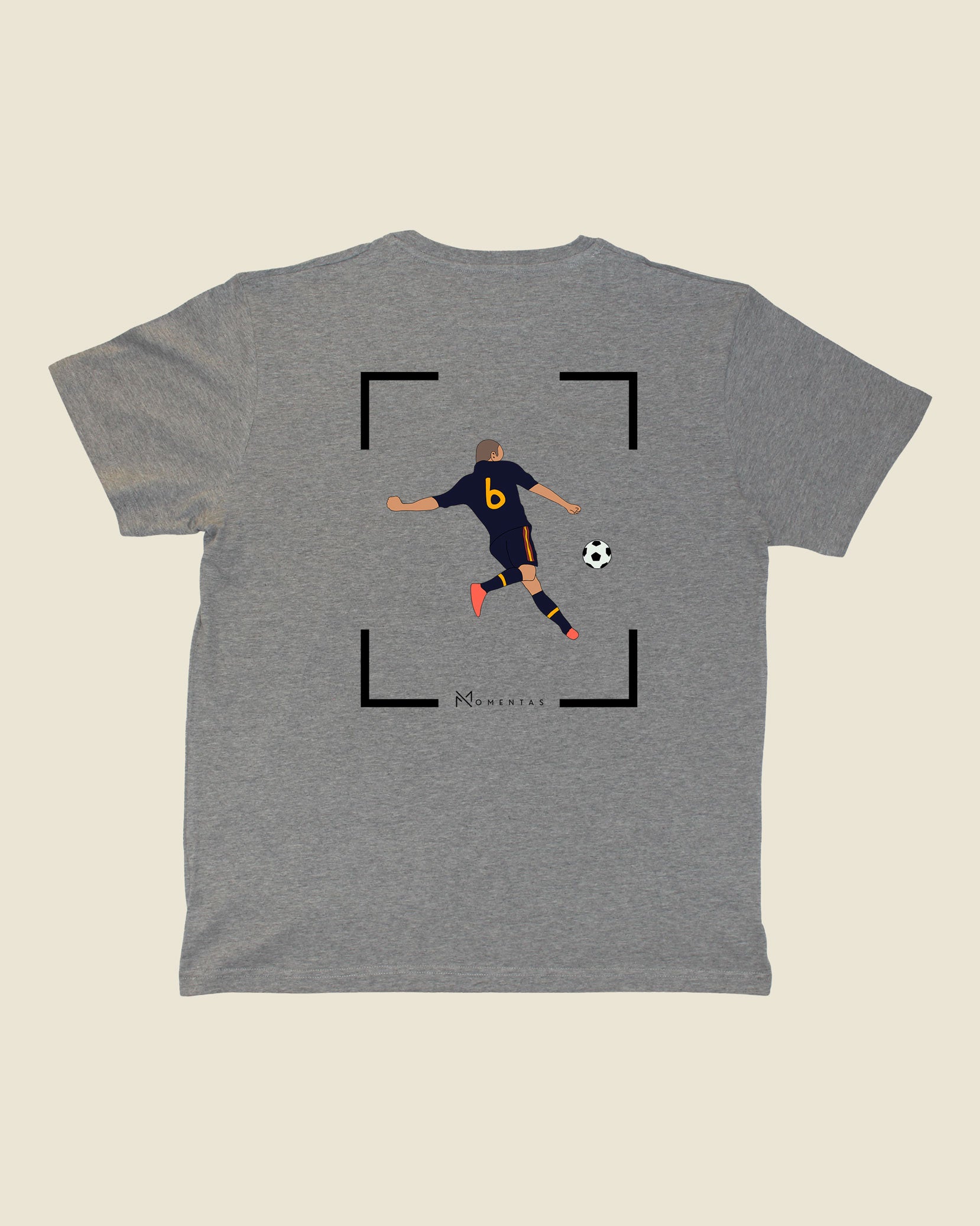 fodboldtrøje andres iniesta spanien, grå t-shirt ryg