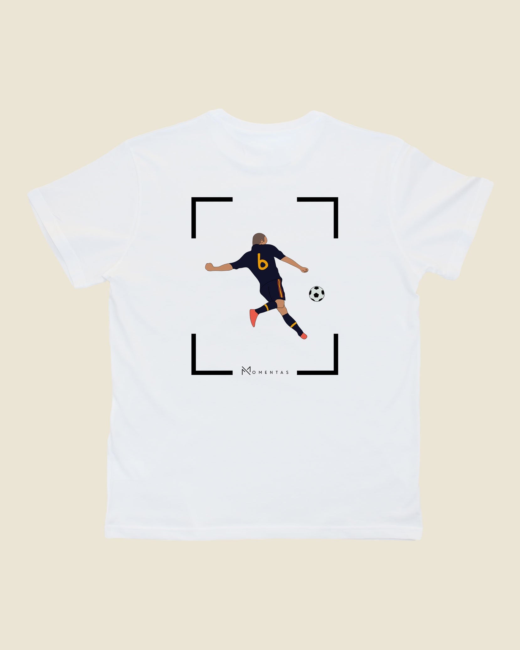 fodboldtrøje andres iniesta spanien, hvid t-shirt ryg