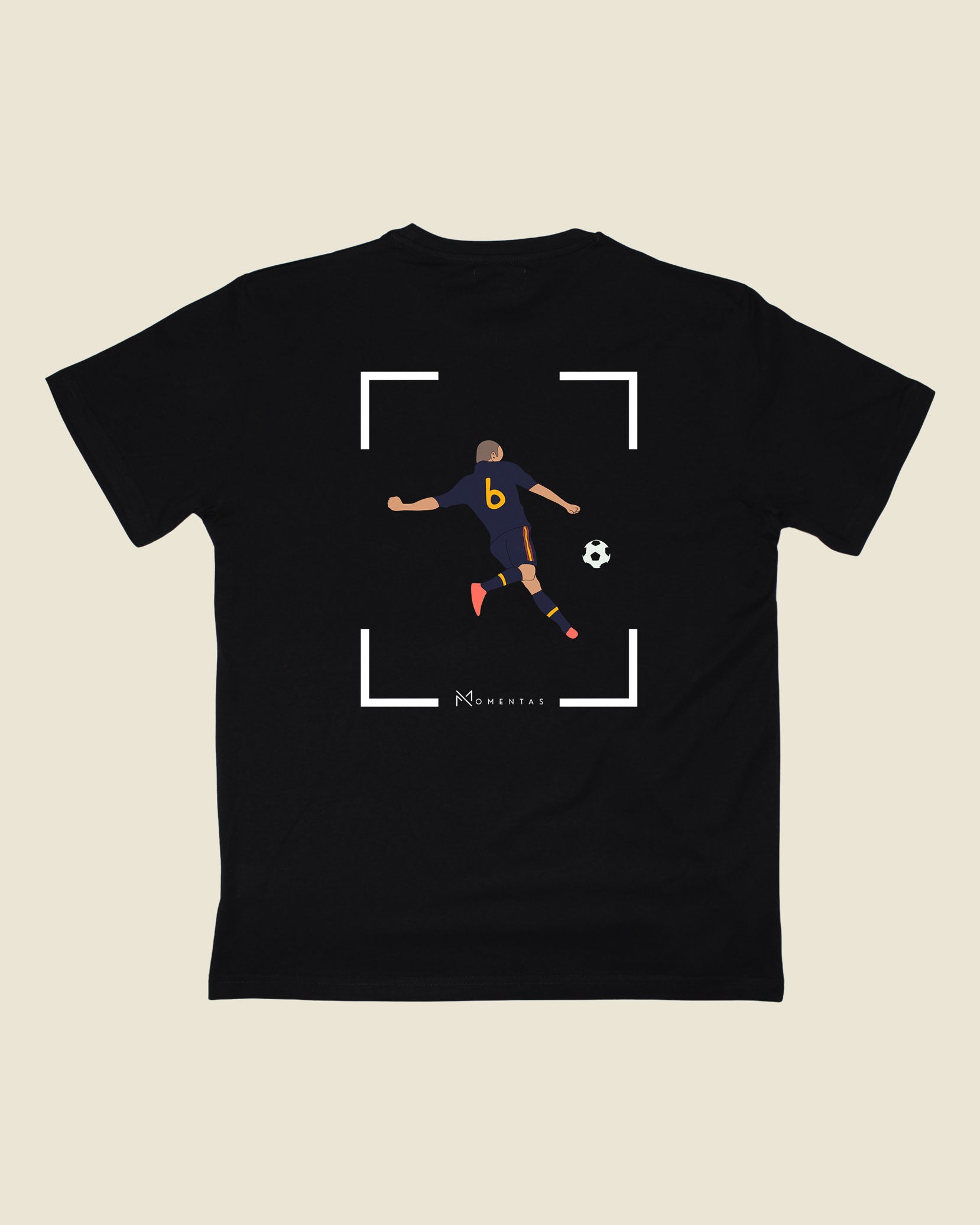 fodboldtrøje andres iniesta spanien, sort t-shirt ryg