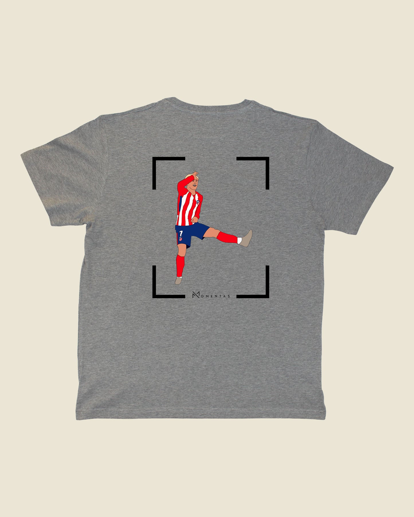 fodboldtrøje antoine griezmann atletico madrid, grå t-shirt ryg