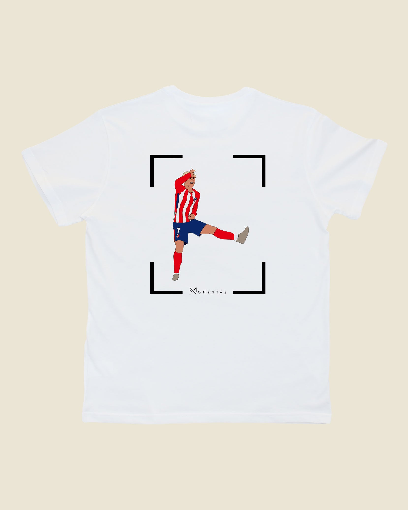 fodboldtrøje antoine griezmann atletico madrid, hvid t-shirt ryg