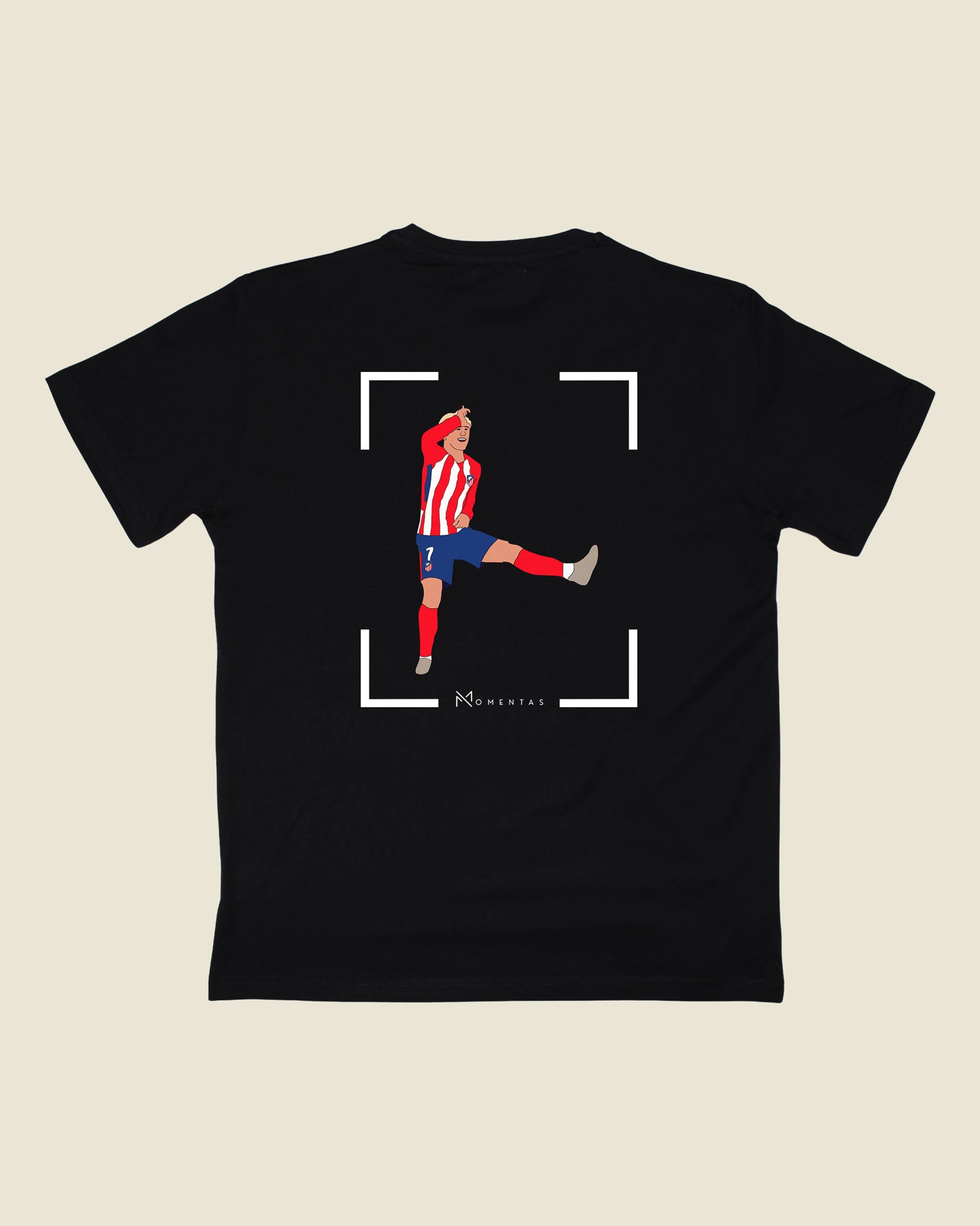 fodboldtrøje antoine griezmann atletico madrid, sort t-shirt ryg