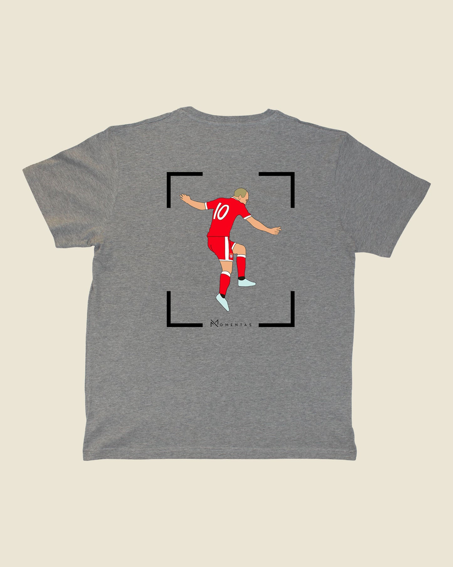 fodboldtrøje arjen robben bayern münchen, grå t-shirt ryg