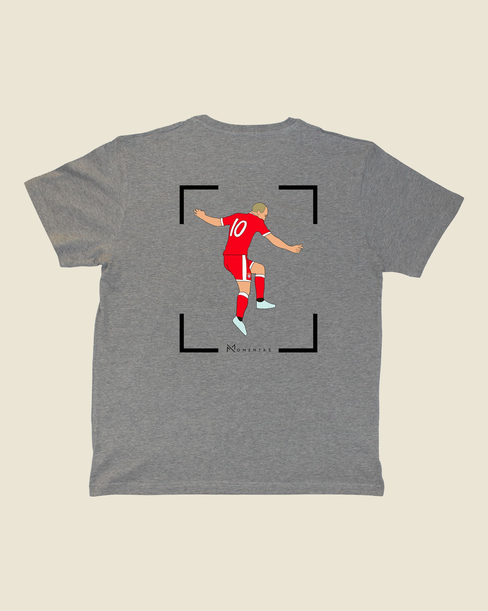 fodboldtrøje arjen robben bayern münchen, grå t-shirt ryg