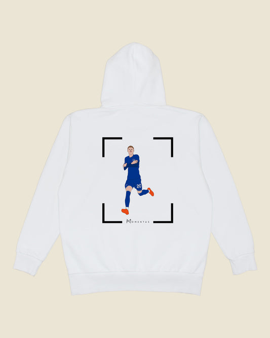 fodboldtrøje cole palmer chelsea, hvid hoodie ryg