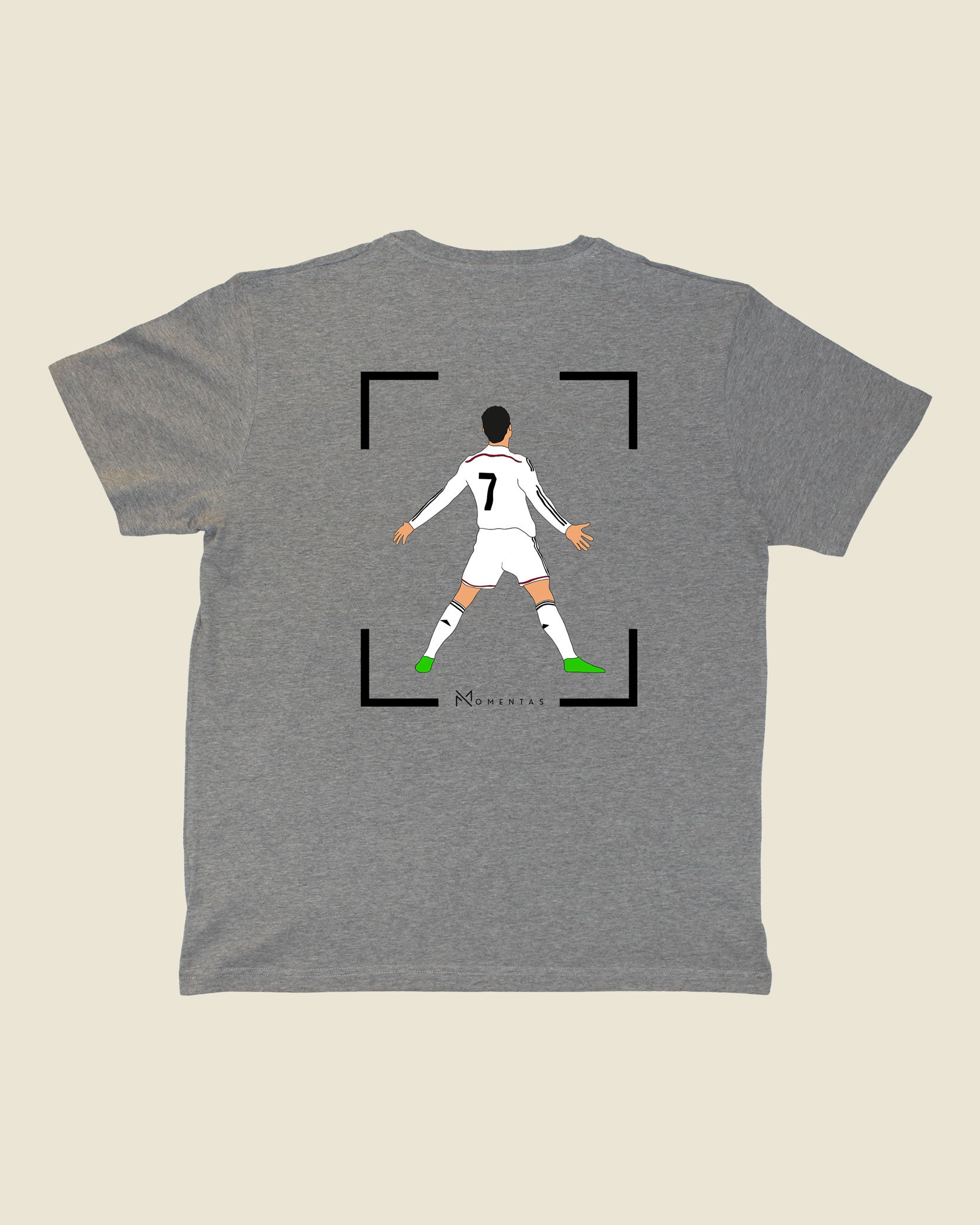 fodboldtrøje cristiano ronaldo real madrid, grå t-shirt ryg-1