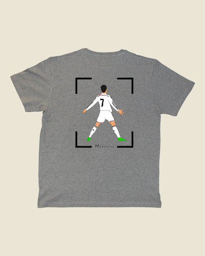 fodboldtrøje cristiano ronaldo real madrid, grå t-shirt ryg-1
