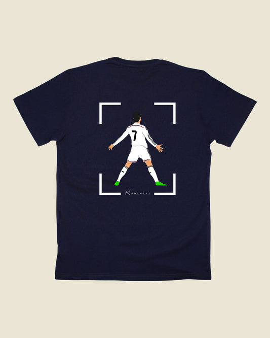 fodboldtrøje cristiano ronaldo real madrid, navyblå t-shirt ryg-1