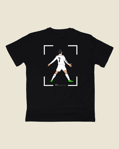 fodboldtrøje cristiano ronaldo real madrid, sort t-shirt ryg-1