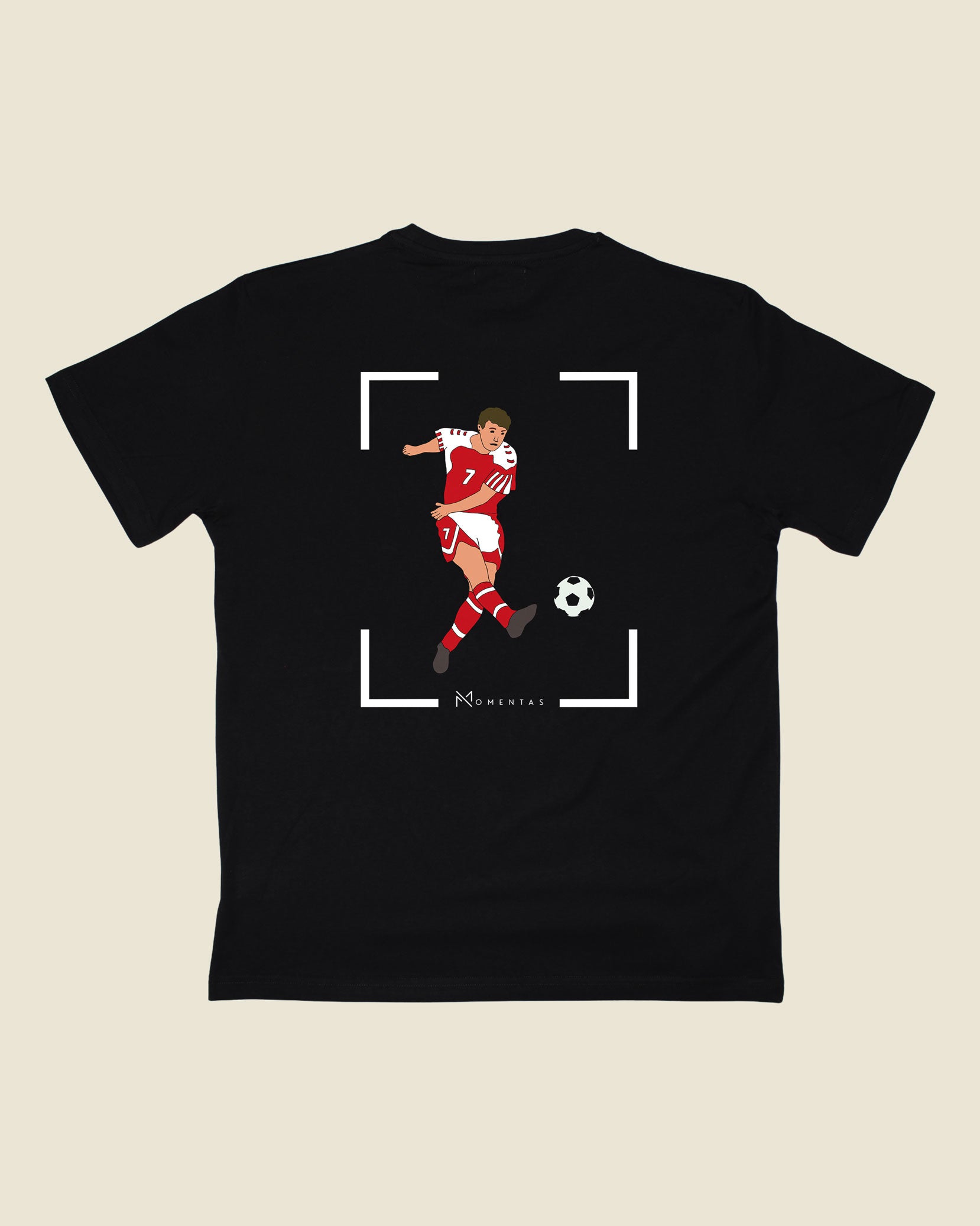 fodboldtrøje john faxe jensen danmark, sort t-shirt ryg