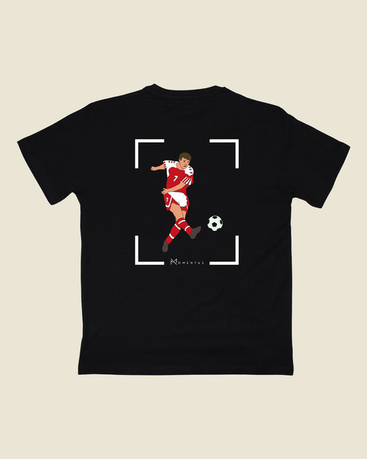 fodboldtrøje john faxe jensen danmark, sort t-shirt ryg