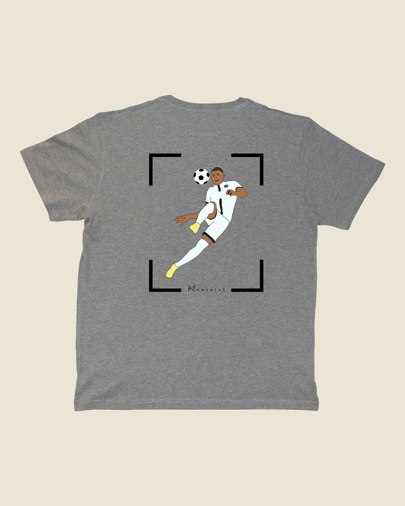 fodboldtrøje kylian mbappe psg, grå t-shirt ryg