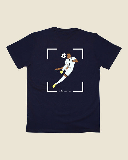 fodboldtrøje kylian mbappe psg, navyblå t-shirt ryg