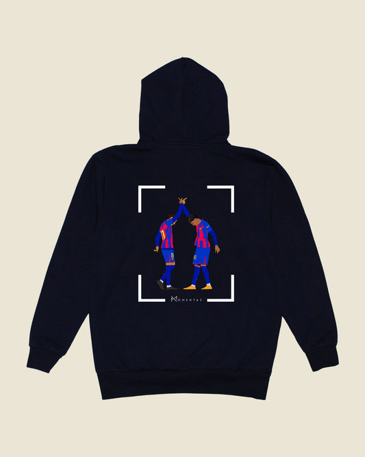 fodboldtrøje lamine yamal raphinha fc barcelona, navyblå hoodie ryg