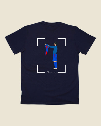 fodboldtrøje lionel messi fc barcelona, navyblå t-shirt ryg
