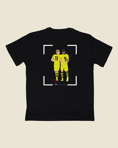 fodboldtrøje marco reus robert lewandowski dortmund, sort t-shirt ryg