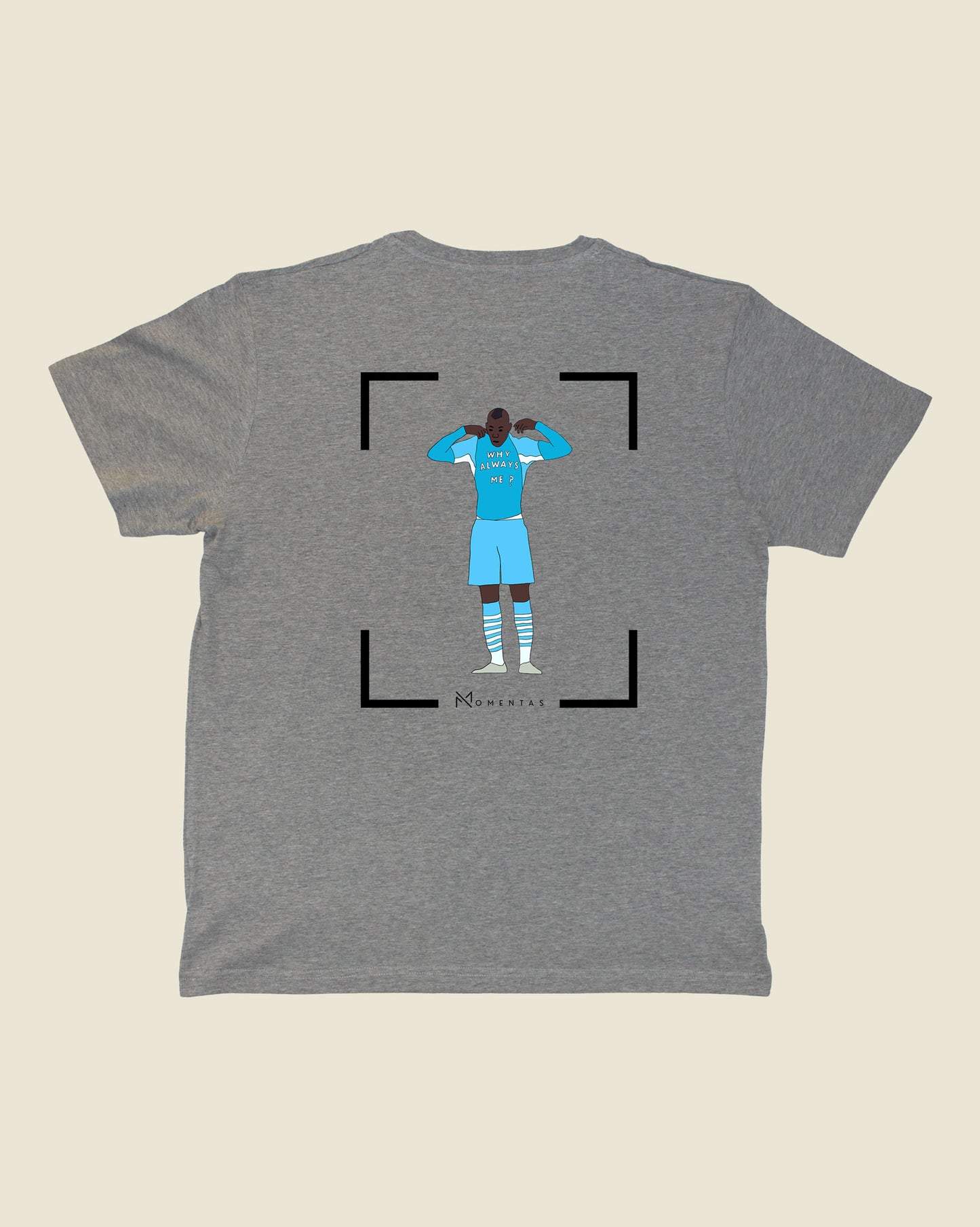 fodboldtrøje mario balotelli manchester city, grå t-shirt ryg