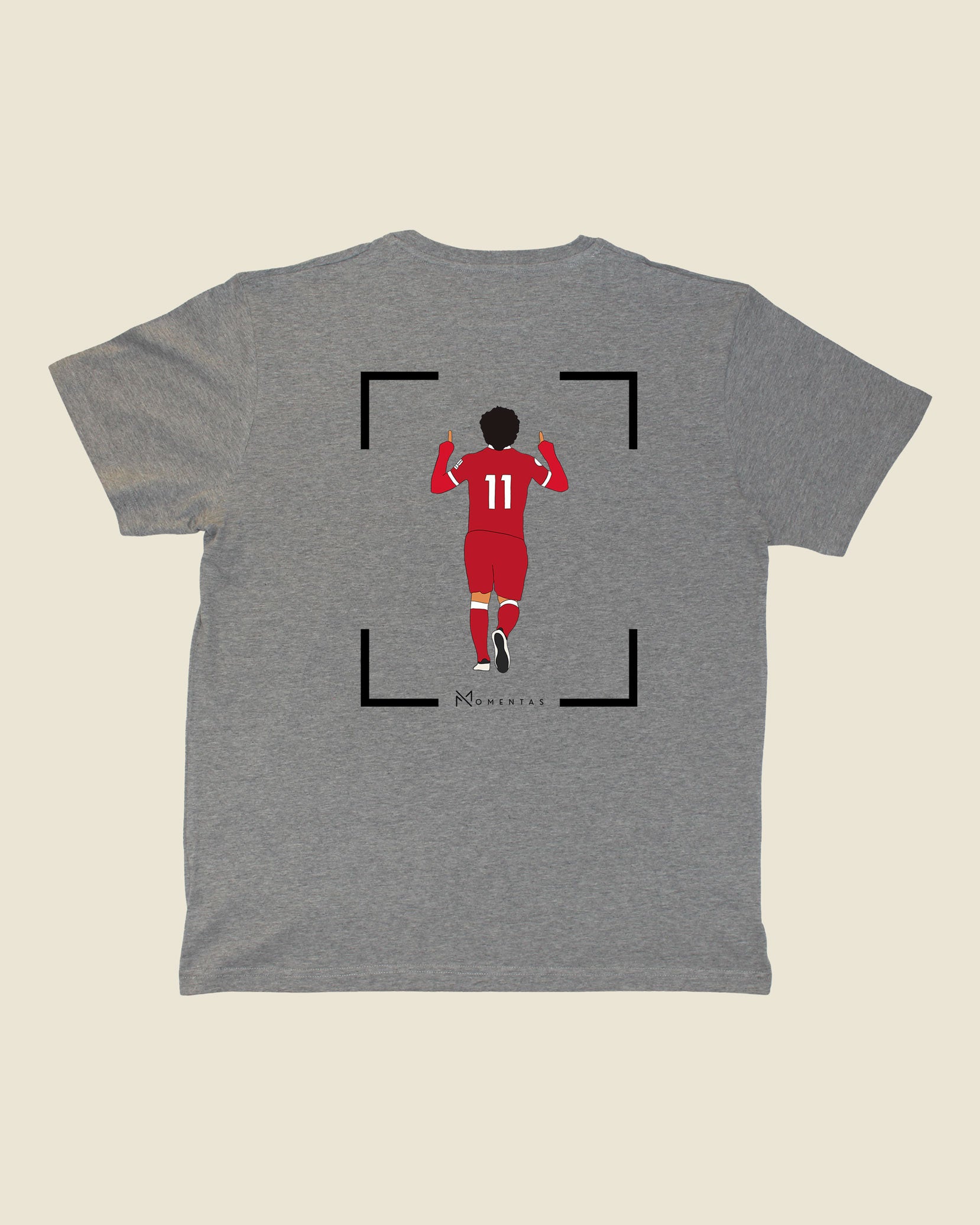 fodboldtrøje mohamed salah liverpool, grå t-shirt ryg