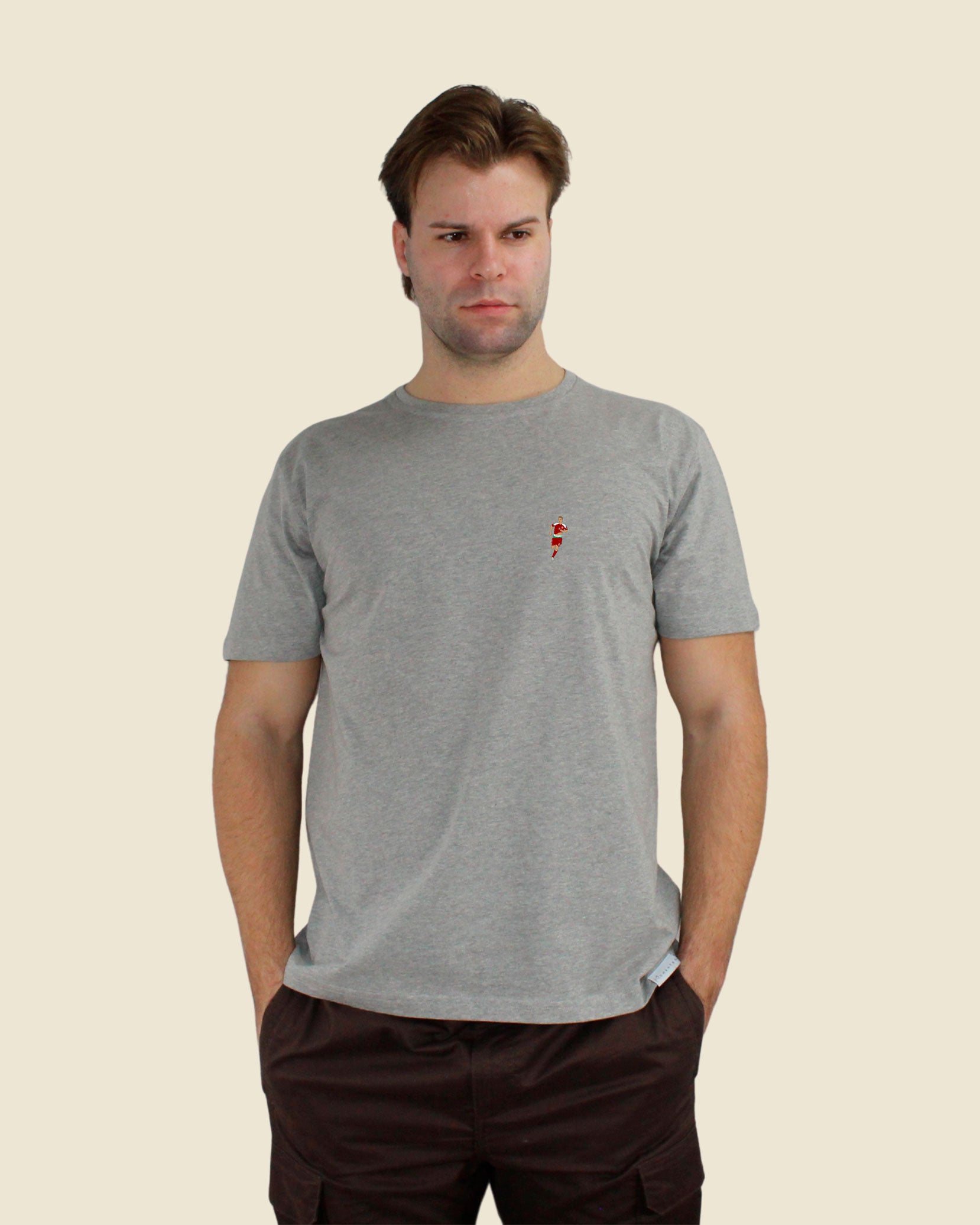 fodboldtrøje nicklas bendtner danmark grå t-shirt front model