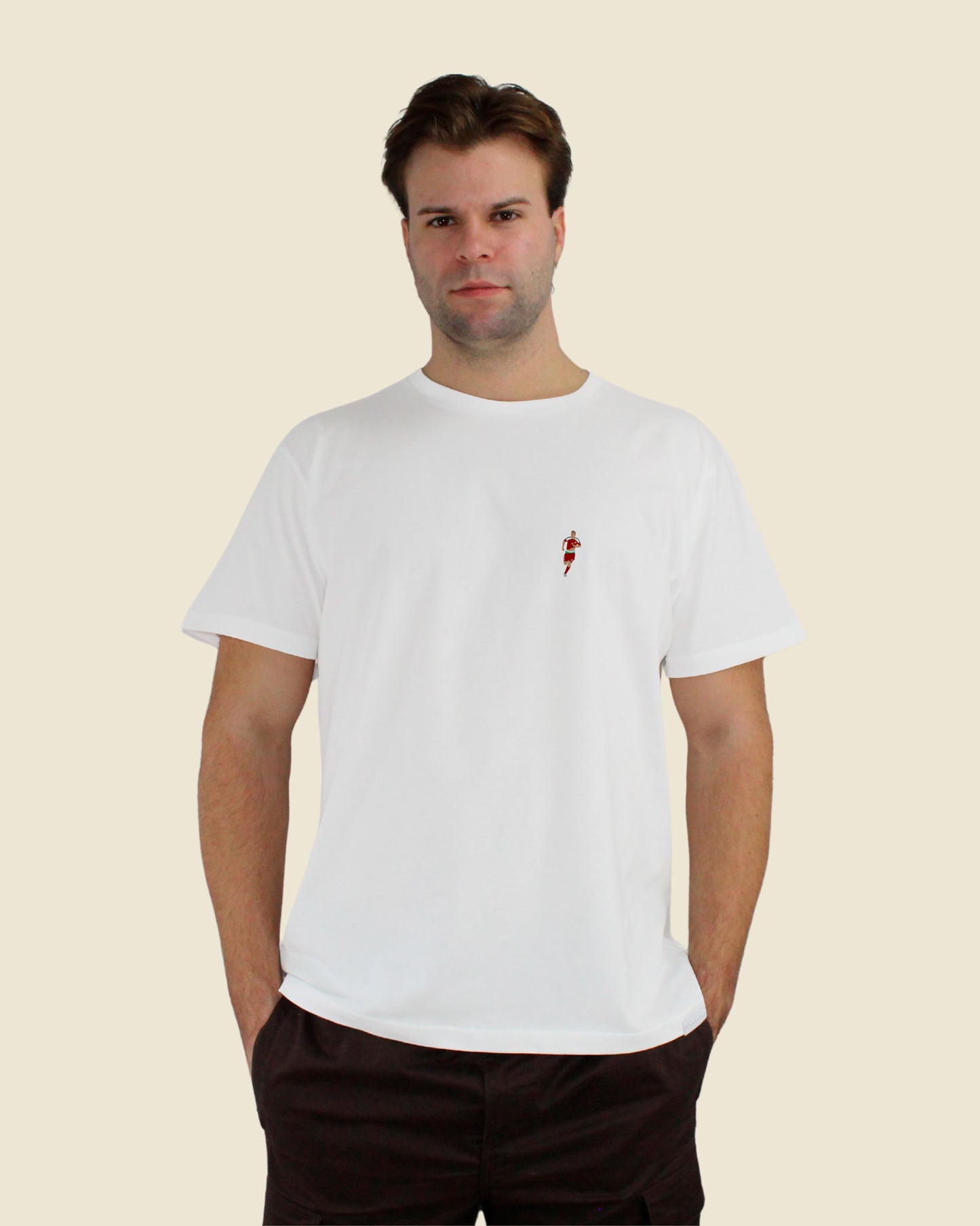 fodboldtrøje nicklas bendtner danmark hvid t-shirt front model 