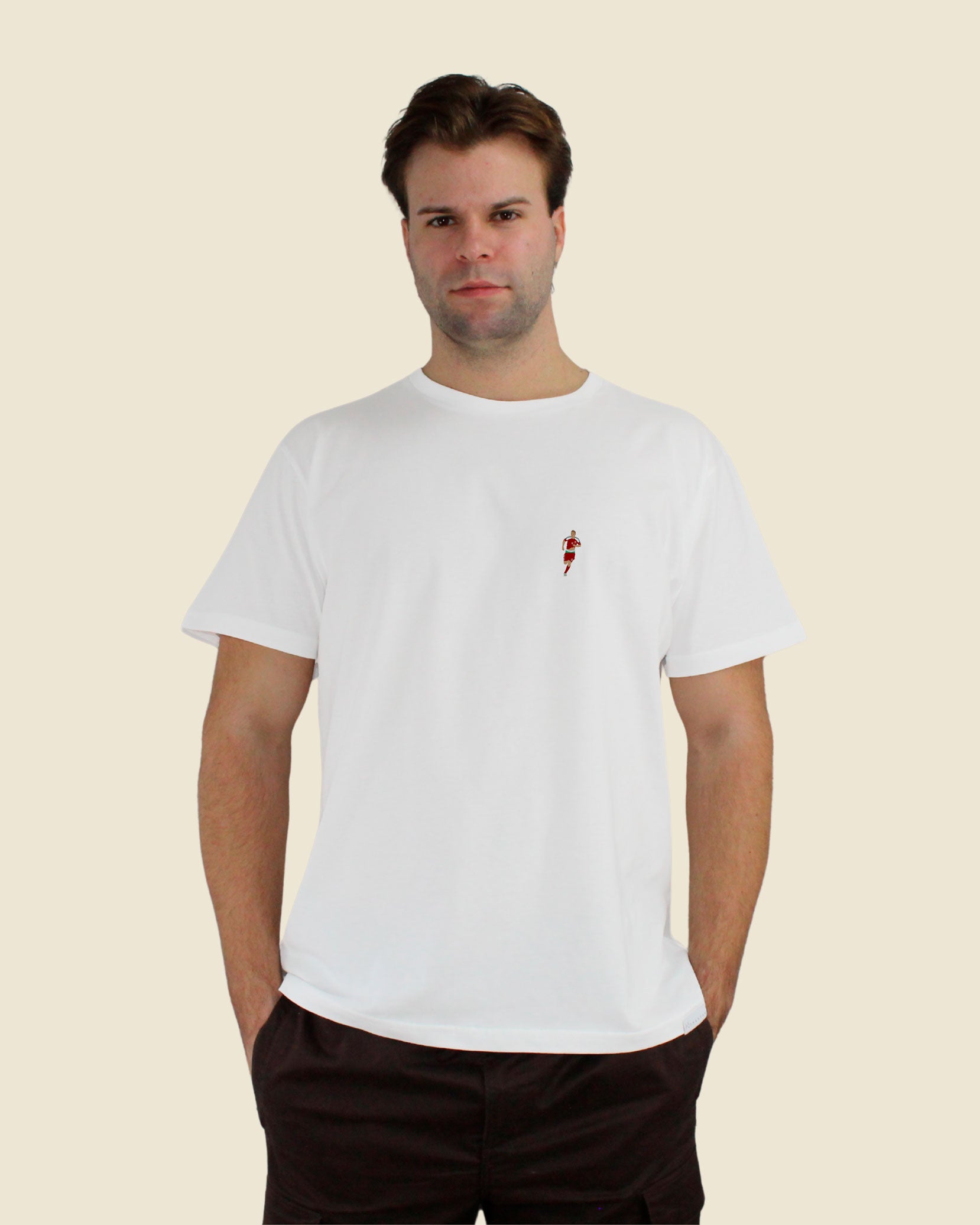 fodboldtrøje nicklas bendtner danmark hvid t-shirt front model 