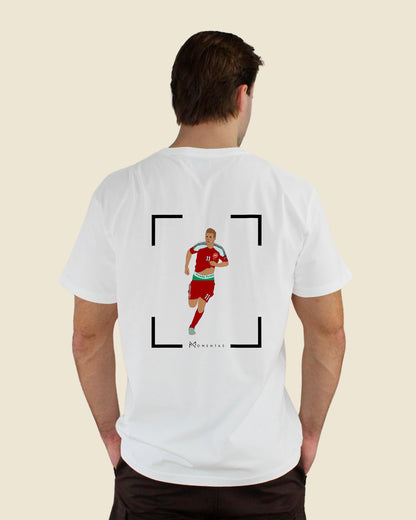 fodboldtrøje nicklas bendtner danmark hvid t-shirt ryg model