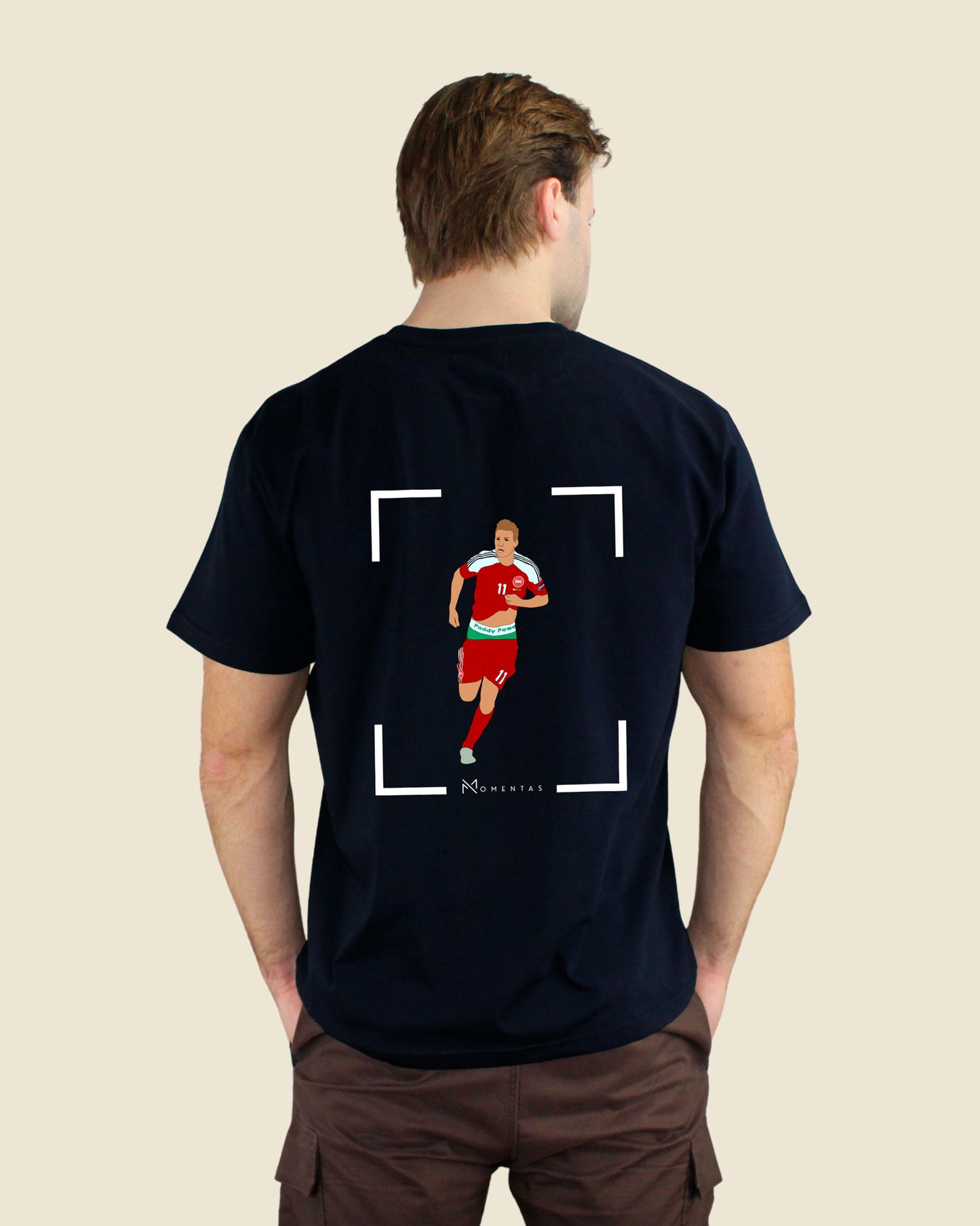 fodboldtrøje nicklas bendtner danmark navyblå t-shirt ryg model
