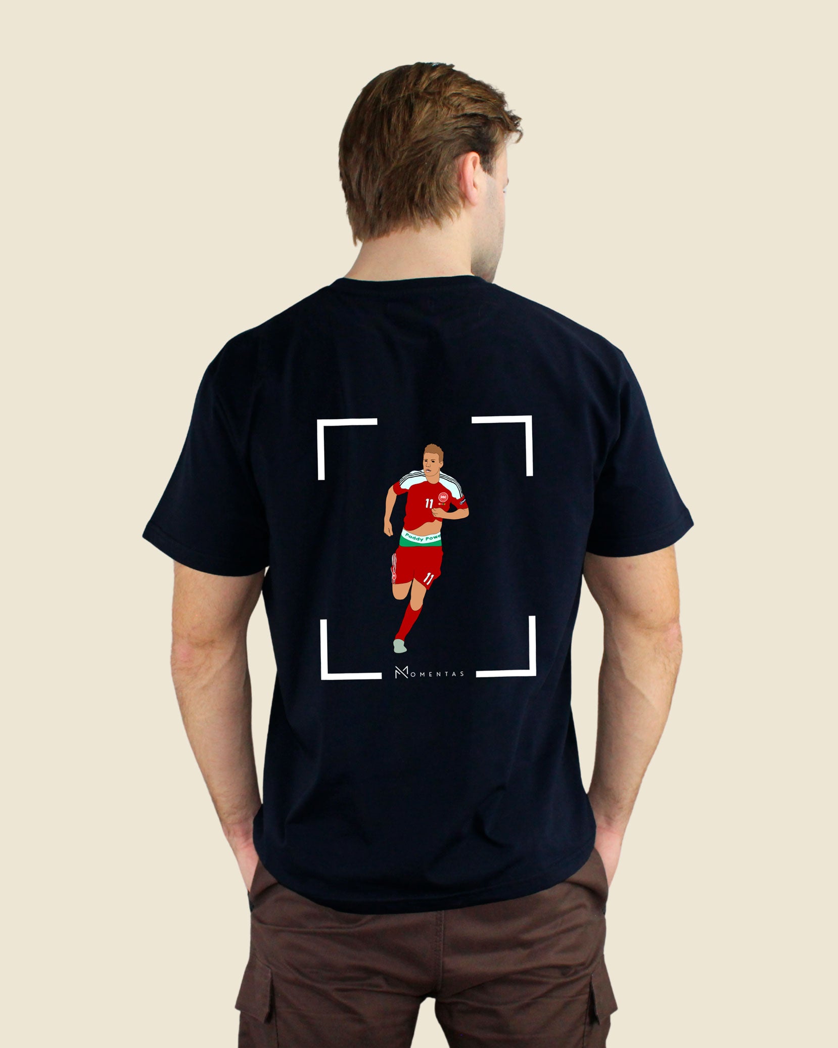 fodboldtrøje nicklas bendtner danmark navyblå t-shirt ryg model