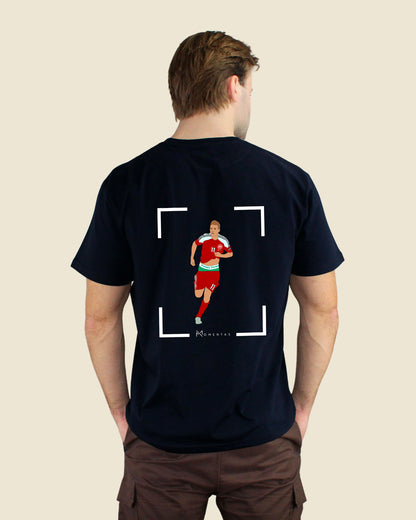 fodboldtrøje nicklas bendtner danmark navyblå t-shirt ryg model