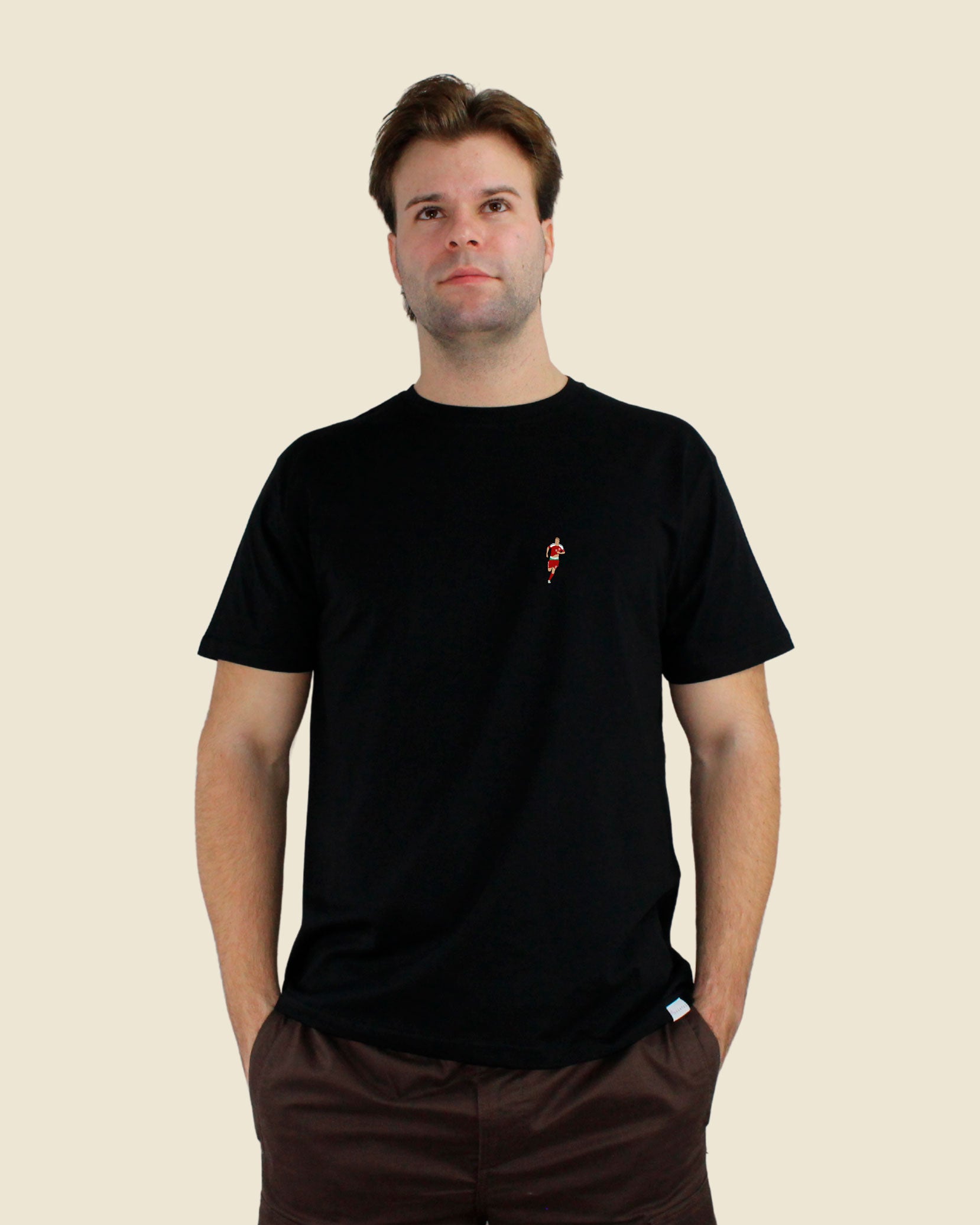 fodboldtrøje nicklas bendtner danmark sort t-shirt front model